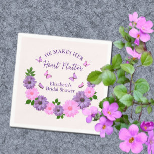 He Makes Her Heart Flutter Butterfly Bridal Shower Napkin