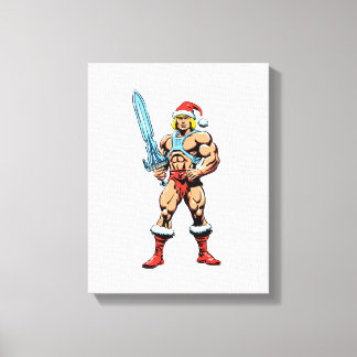 He Man Cartoon in Santa Hat – Retro Heman Canvas Print