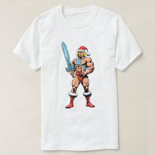 He Man Cartoon in Santa Hat – Retro Heman T-Shirt
