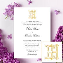 HE Monogram or EH Monogram Wedding Invitations