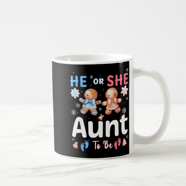 He Or She Aunt To Be Christmas Gingerbread Gender  Coffee Mug (Right)