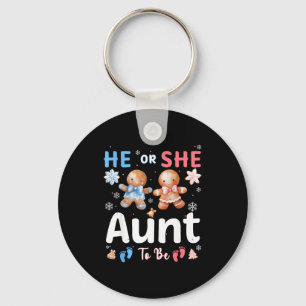 He Or She Aunt To Be Christmas Gingerbread Gender Key Ring