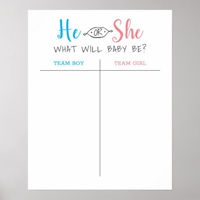 He or She Baby Gender Reveal Guess Poster (Front)