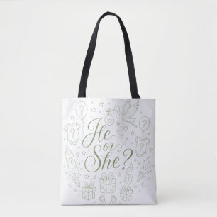 He or She Baby Shower Gender Reveal Tote Bag