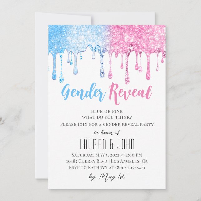 He or She Balloon Gender Reveal Invitation (Front)