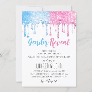 He or She Balloon Gender Reveal Invitation