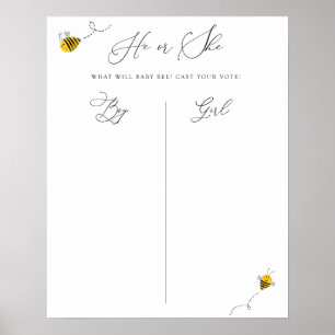 He or She Bee Baby Shower Gender Guessing Game Poster
