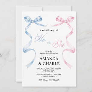He or She Bow Gender Reveal  Invitation