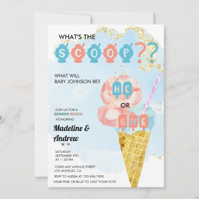  He Or She | Boy Or Girl | Gender Reveal Invitation (Front)