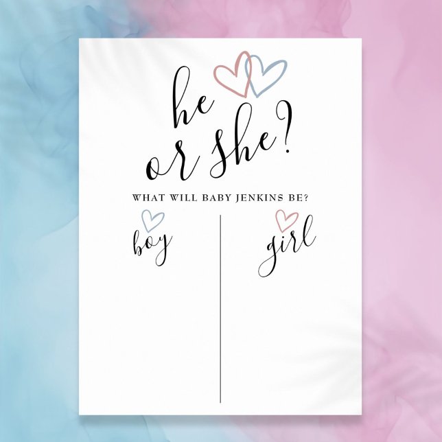 He Or She Boy Or Girl Gender Reveal Voting Sign (He Or She Boy Or Girl Gender Reveal Voting Sign)