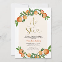 He or She Citrus Orange Greenery Gender Reveal