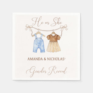 He or She Clothes Gender Reveal  Napkin