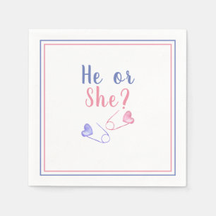 He or She Gender Reveal Baby Shower  Napkin