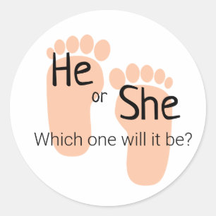 He or She Gender Reveal Classic Round Sticker
