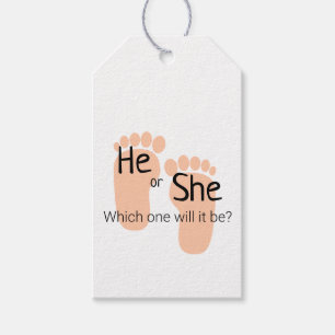 He or She Gender Reveal Gift Tags