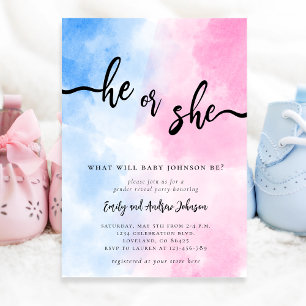 He or She Gender Reveal  Invitation