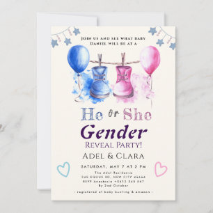 He or She Gender Reveal Invitation