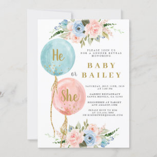He or She Gender Reveal invitation
