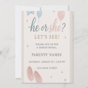 He or She Gender Reveal Notebook Invitation