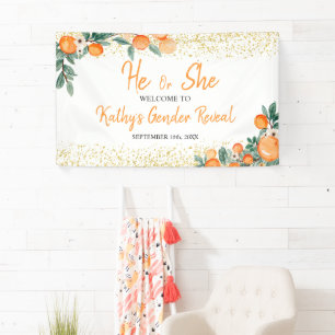 He or She Gender Reveal Orange Little Cutie Banner