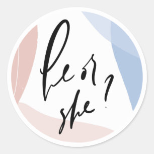 He or She? Gender Reveal Party Decoration Classic Round Sticker