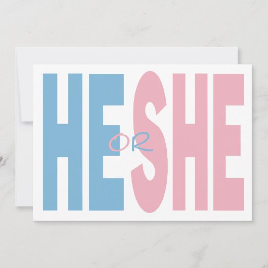 He Or She Gender Reveal Party Invitation Zazzle Co Uk