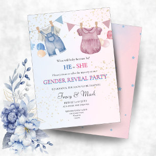 He or She Gender Reveal Party Invitation