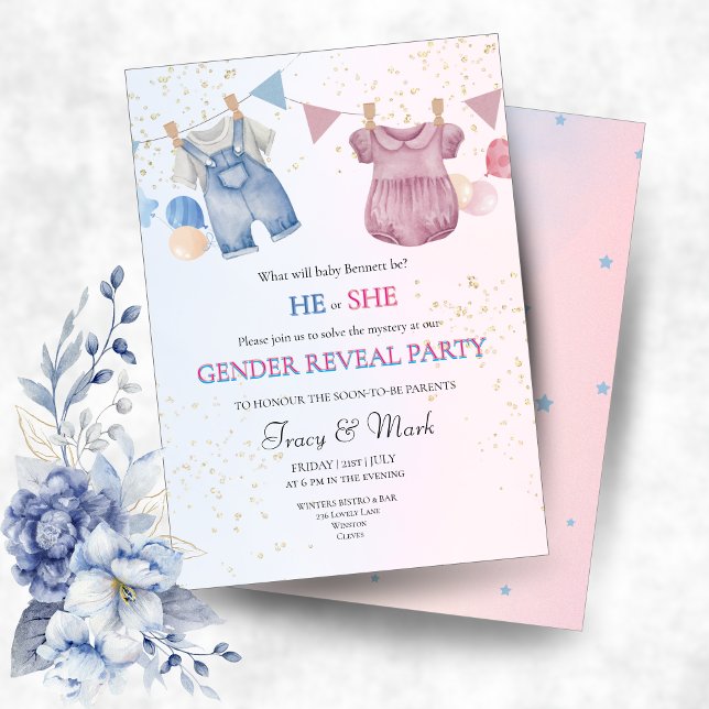 He or She Gender Reveal Party Invitation (Creator Uploaded)