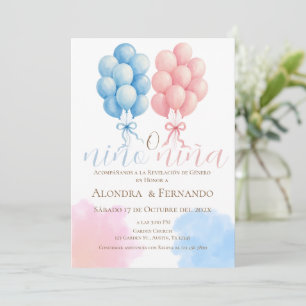 He or she? Gender reveal with balloons Invitation