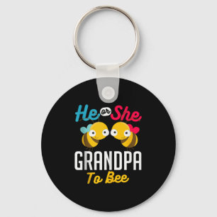 He Or She Grandpa To Bee Baby Reveal Announcement Key Ring