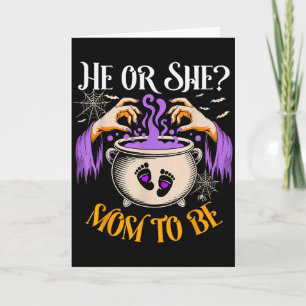 He Or She Mom To Be Baby Reveal Halloween Costume Card