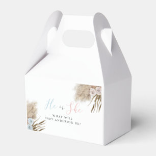 He or She Pampas Grass Gender Reveal Party  Favour Box