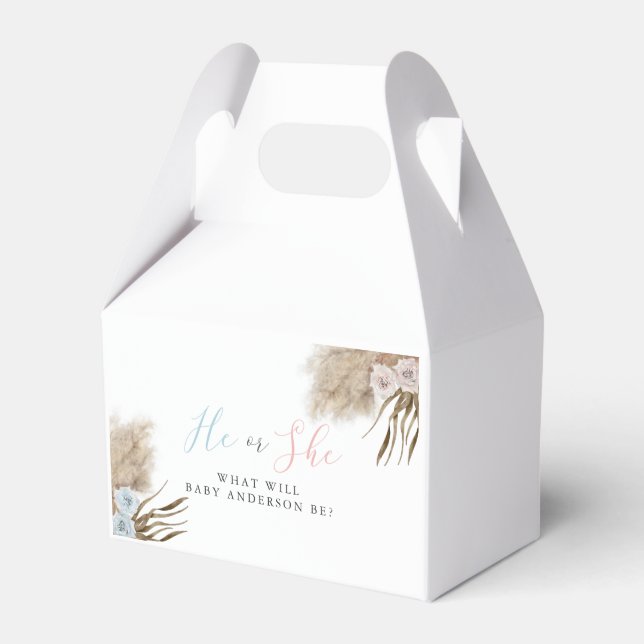 He or She Pampas Grass Gender Reveal Party  Favour Box (Front Side)
