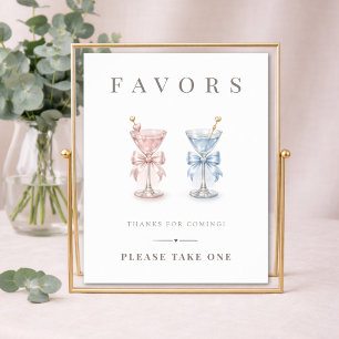 He Or She Simple Martini Gender Reveal Favours Sig Poster