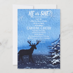 He or She Snowflake Winter Wonderland Baby Shower  Invitation