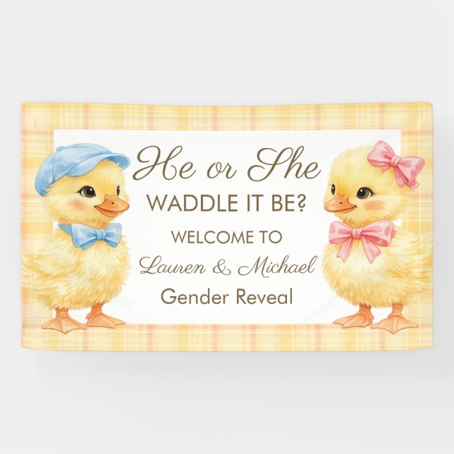 He or She WADDLE IT BE? Gender Reveal banner (Horizontal)