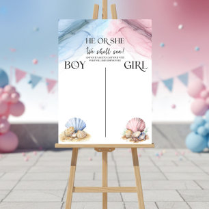He or She We Shell Sea Gender Reveal Voting Poster