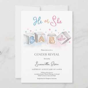 He or She What Will Baby Be Baby Shower Invitation