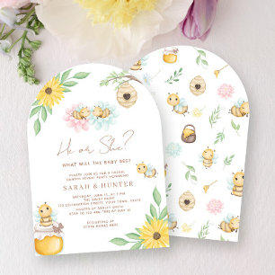 He Or She What Will Baby Bee Gender Neutral Shower Invitation