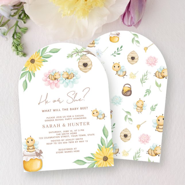 He Or She What Will Baby Bee Gender Neutral Shower Invitation (Creator Uploaded)