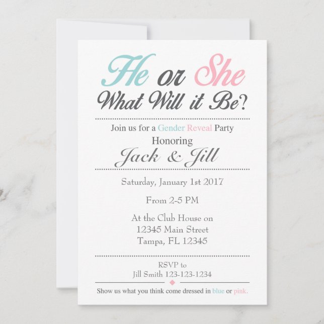 He or She What Will it Be Reveal Party Invitation (Front)