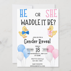 He or She who will it be? Gender reveal Invitation