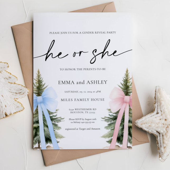 He or She Winter Gender Reveal Invitation (Creator Uploaded)