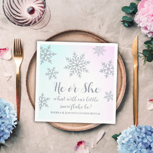 He Or She Winter Wonderland Gender Reveal Party Napkin
