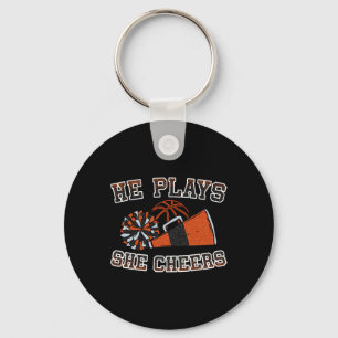He Plays She Cheers Loud Proud Basketball Cheer Mo Key Ring