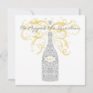 He Popped the Question Champagne Invitation