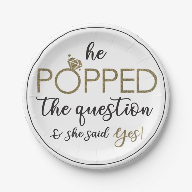 He Popped the Question Paper Plate (Front)