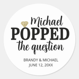 He Popped The Question Sticker   Gold Diamond