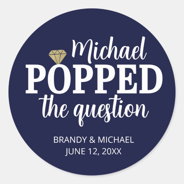 He Popped The Question Sticker | Navy (Front)