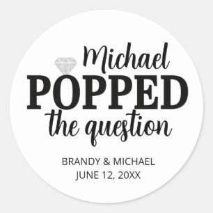 He Popped The Question Sticker   Silver Diamond